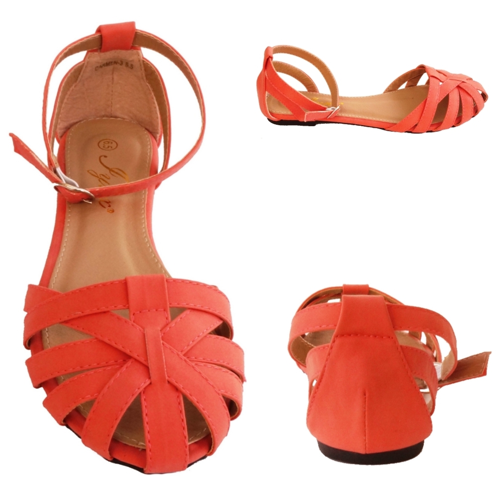 Peach Criss cross flat shoes